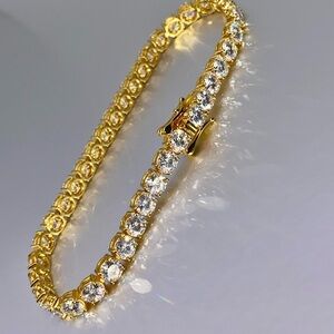 Elegant Moissanite Gold and Silver Tennis Bracelet